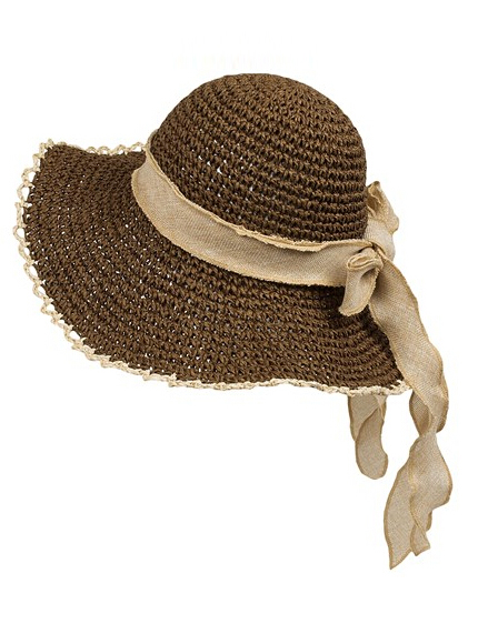 Crocheted Toyo Hat - Linen Bow