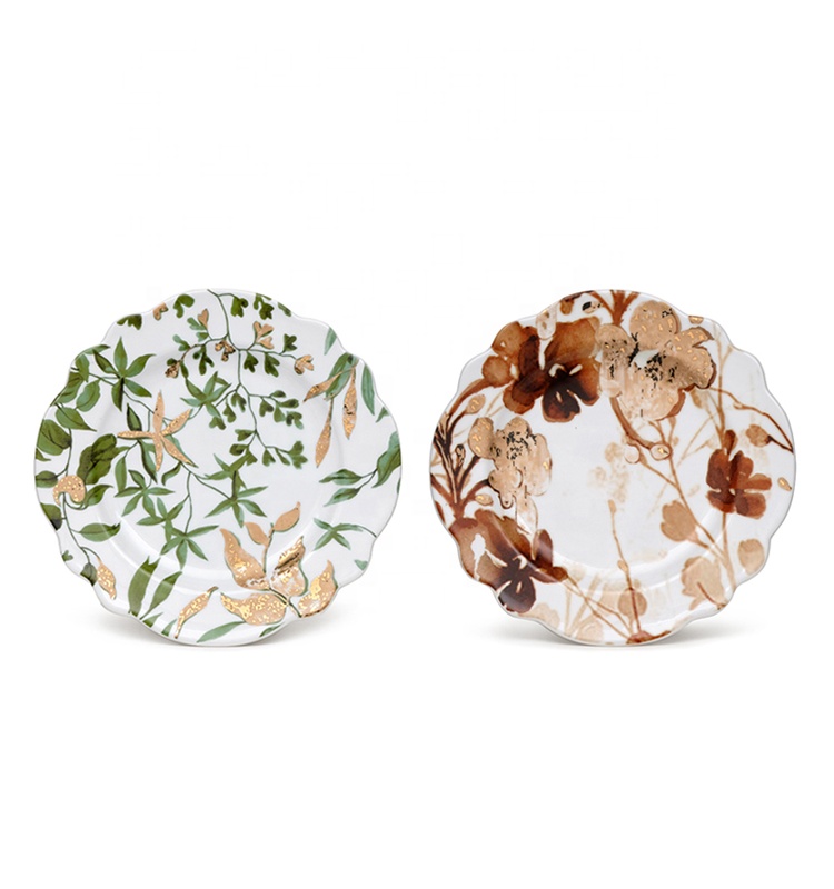 Plates Porcelain Plate Autumn Tableware Boutique Gift Set Hot Sale New Design Royal Ceramic Plate Dish Round Food Safety