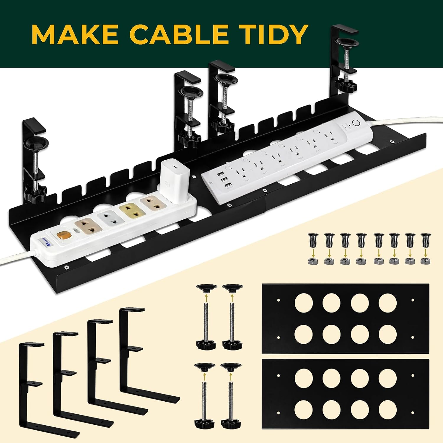 Multifunctional Wire Management Clamp for Sturdy Metal Cable Organization Under Desk