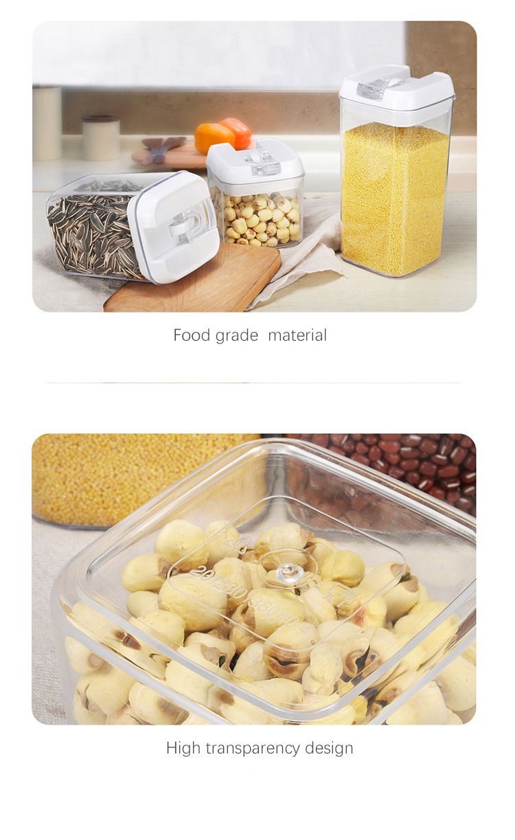 0.5L 0.8L 1.2L Sealed Food Containers PS PP ABS Plastic Kitchen Organizer