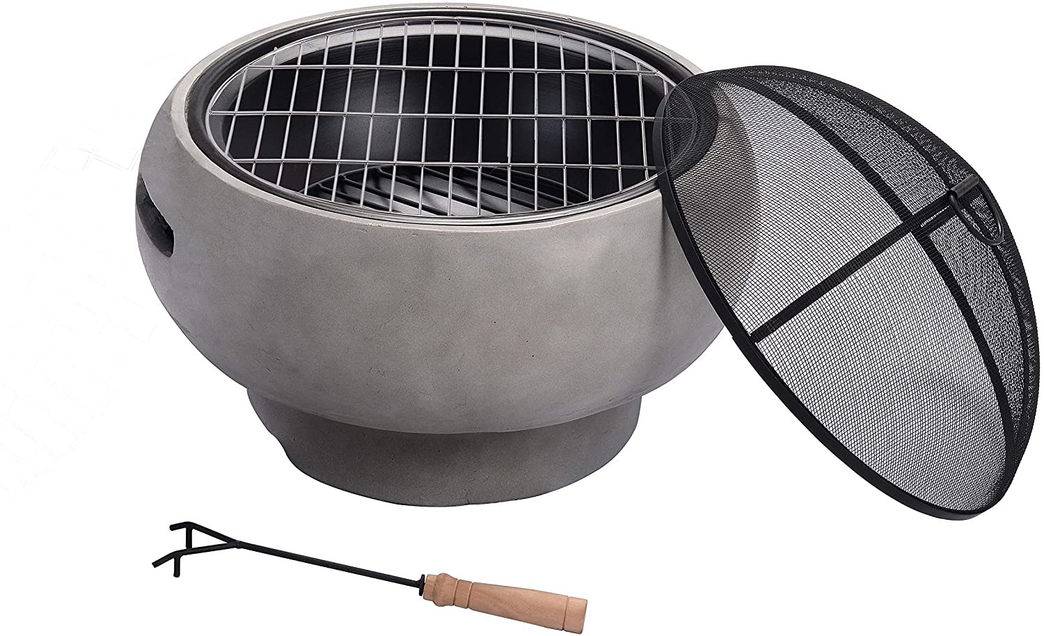 Lightweight Concrete Round Charcoal Burning Fire Pit Wood Burning Brazier