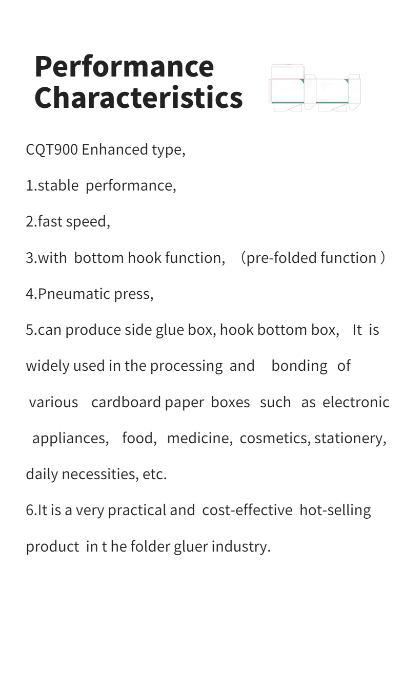 4200 KG CQT-900 Enhanced Automatic Bottom Lock Folder Gluer for Enhanced Packaging