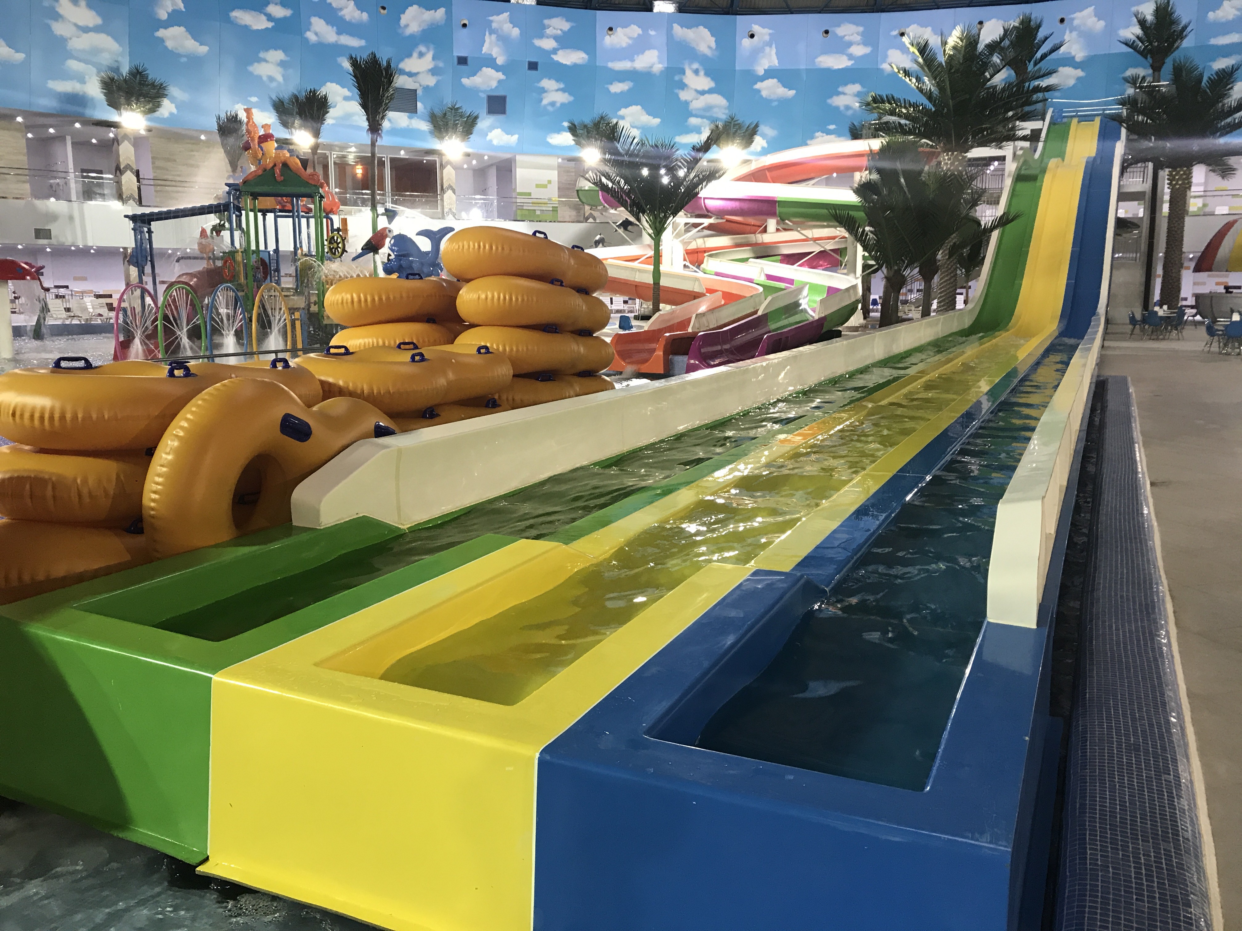 OEM 3 Lanes Commercial Fiberglass Water Slides for Water Attractions