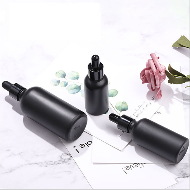 Empty Essential Oil Bottles Glass Dropper Bottle Black Aluminium Dropper