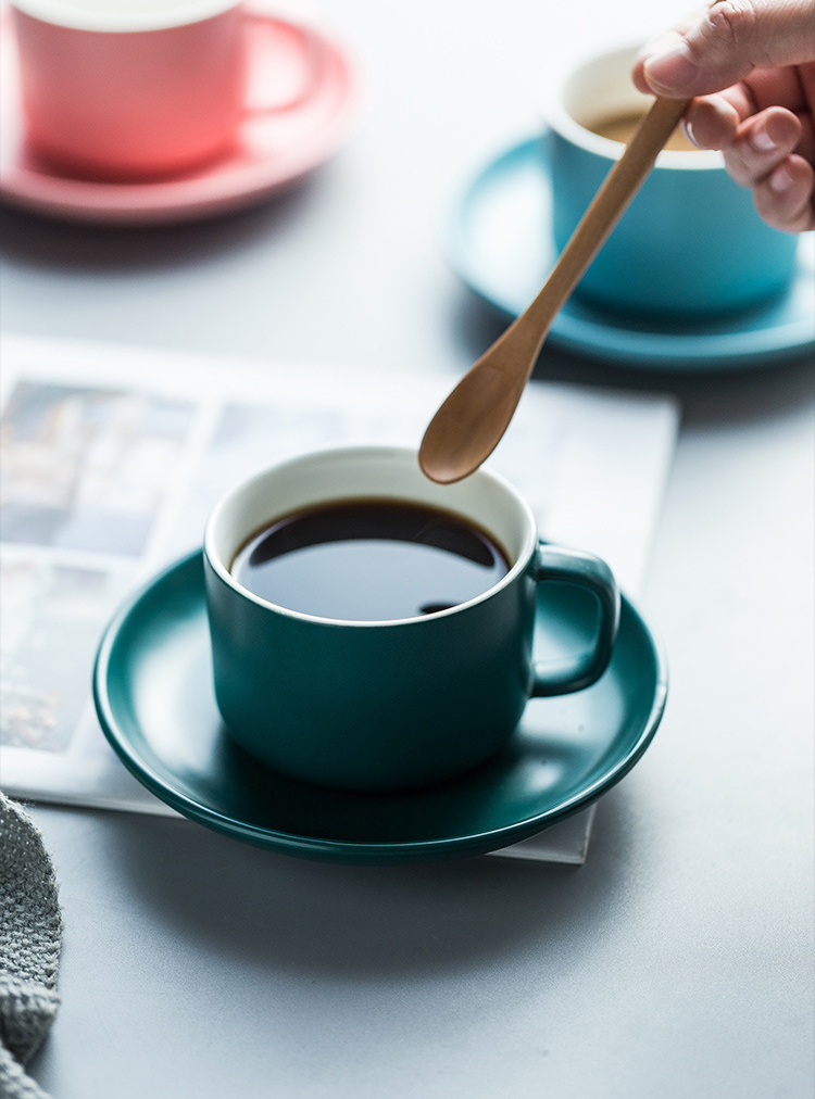 Colorful thick body new cappuccino cup and saucers ceramic coffee cup saucer latte cup drinkware