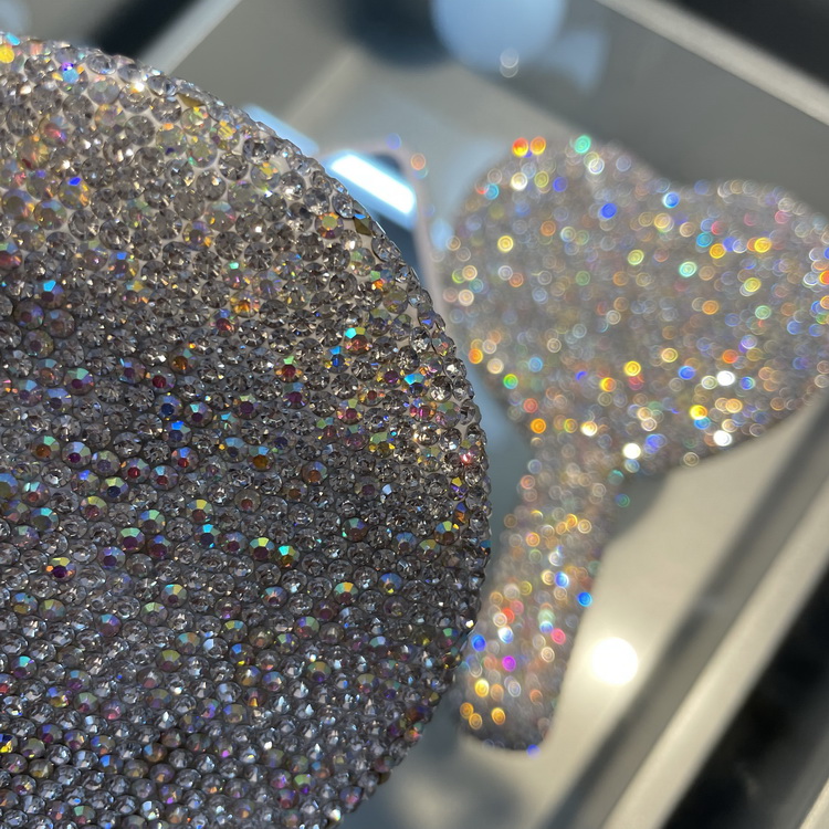 Rhinestone Heart Travel Portable Vanity Mirror Makeup Light Up For Makeup