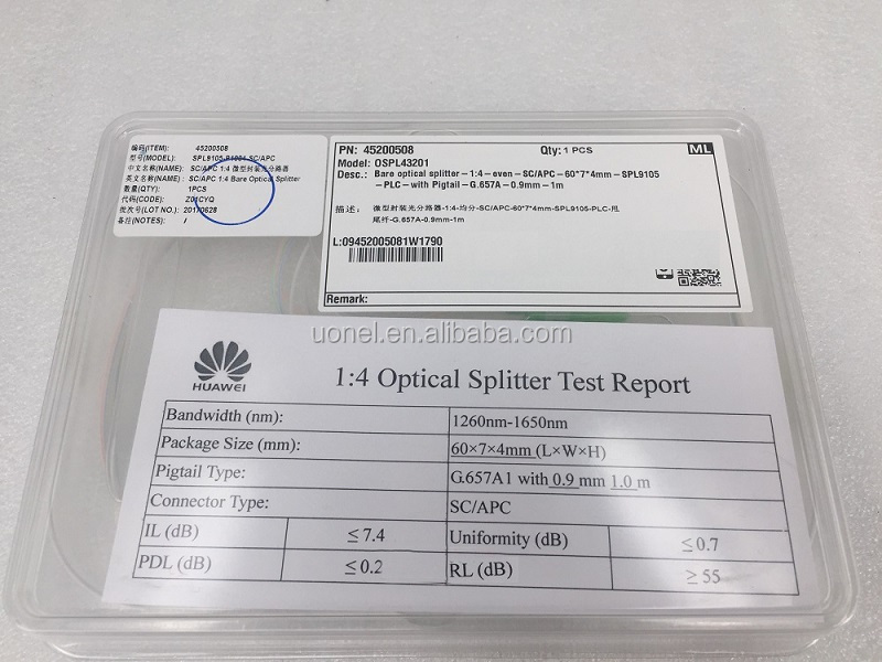 Huawei SPL9105-P1004 SC/ACP 45200508 OSPL43201 SC/ACP 1/4 Bare Optical Splitter SPL1202 SPL2601 SPL1101 SPL2605 SPL9101 SPL9102