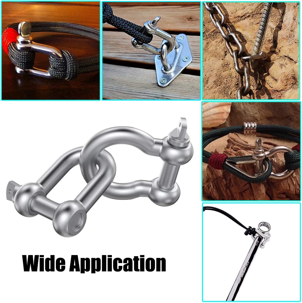 Stainless Steel Long D Shackle with Screw Pin Rigging Hardware in Polished Finish