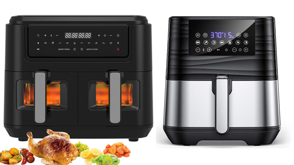 2400W 9L Dual Air Fryer With Transparent Window 12 Cooking Preset