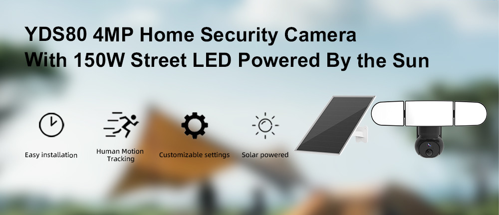 Floodlight Brightness 1500 Lumens Solar Powered CCTV Camera with 6XLED IR Lights WiFi Camera