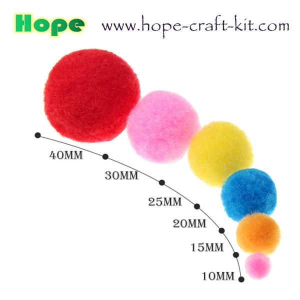 10mm ~40mm assorted color & sizes round shape soft Pom pom ball for children