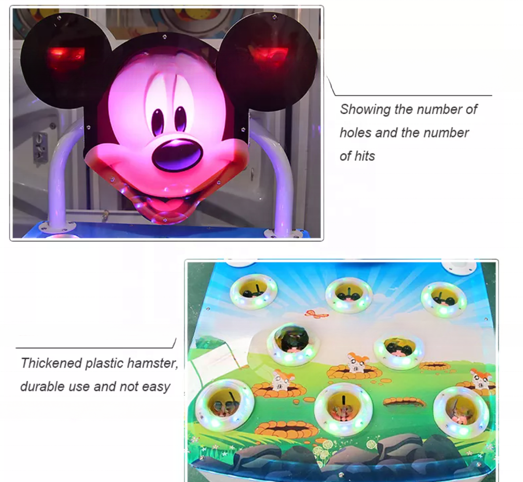 Indoor Amusement Equipment Hammer Beat Hit cute Mouse Rats Game Machines Whack the Mole Lottery Machine
