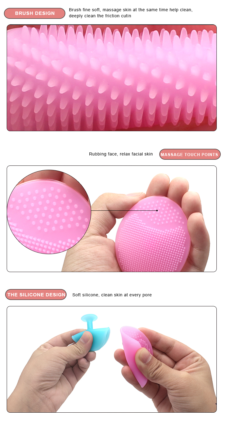 Ergonomic Silicone Facial Cleansing Brush With Telescopic Handle