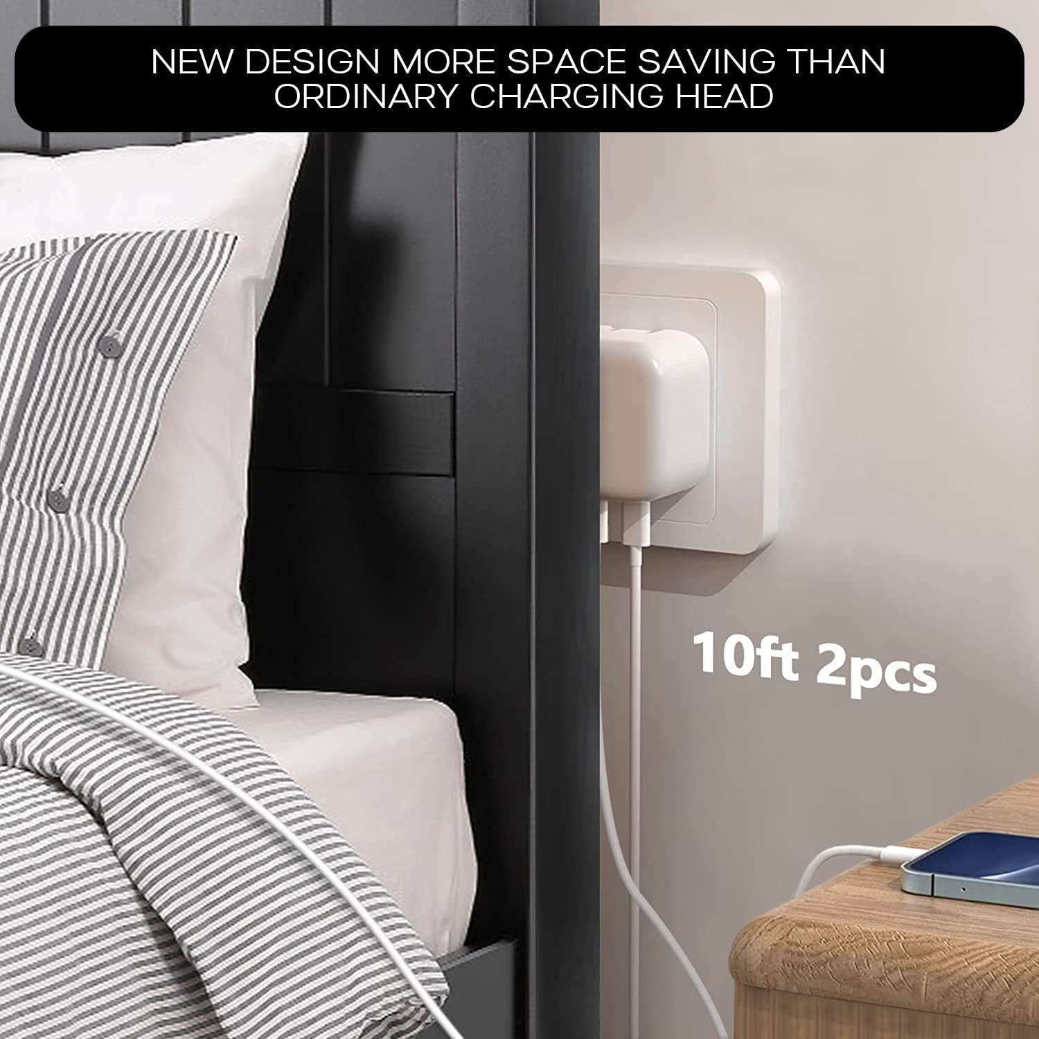 Dual USB-C Quick Wall Charger 40W Double Port Foldable USBC For IPhone
