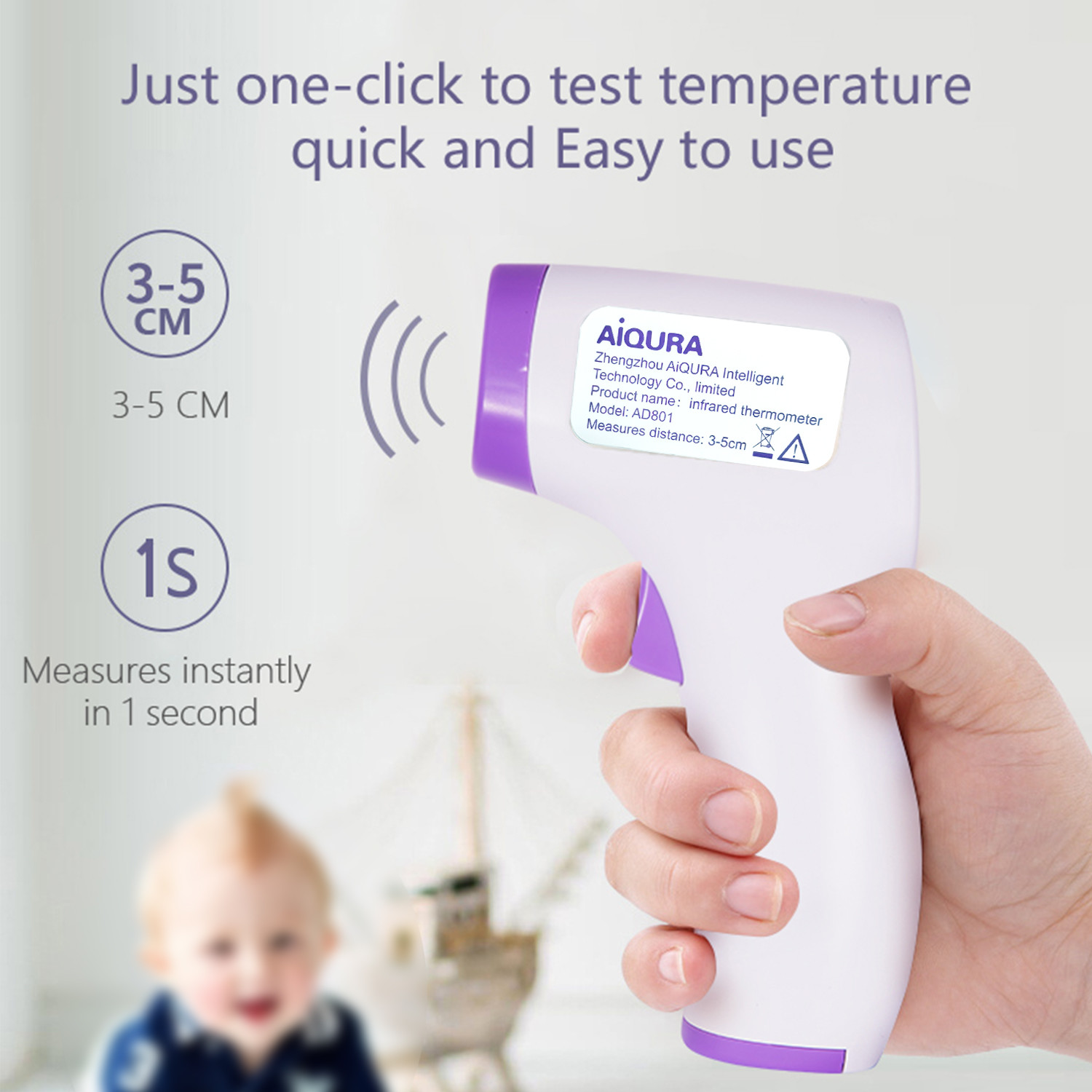 100% PP Portable Infrared Thermometer , Non Contact Temperature Gun For Adults / Children