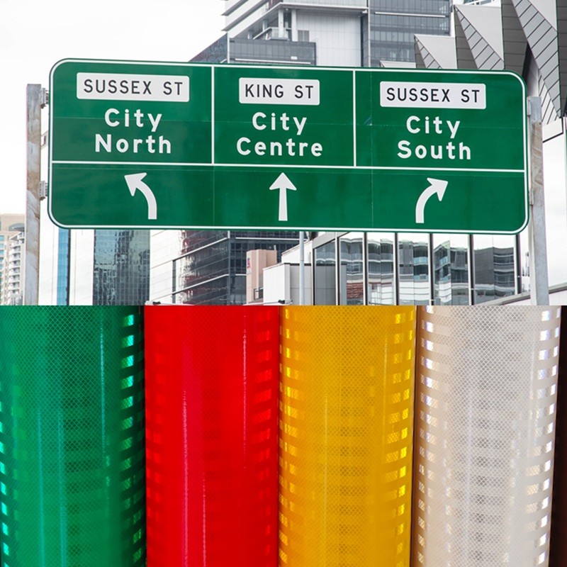 White Yellow Red Green Blue Orange Colorful Prismatic Reflective Sheeting Film For Road Traffic Signs