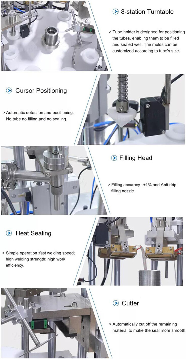 SUS304 Toothpaste Tube Filling Machine 1.1KW Air Pressure Automatic