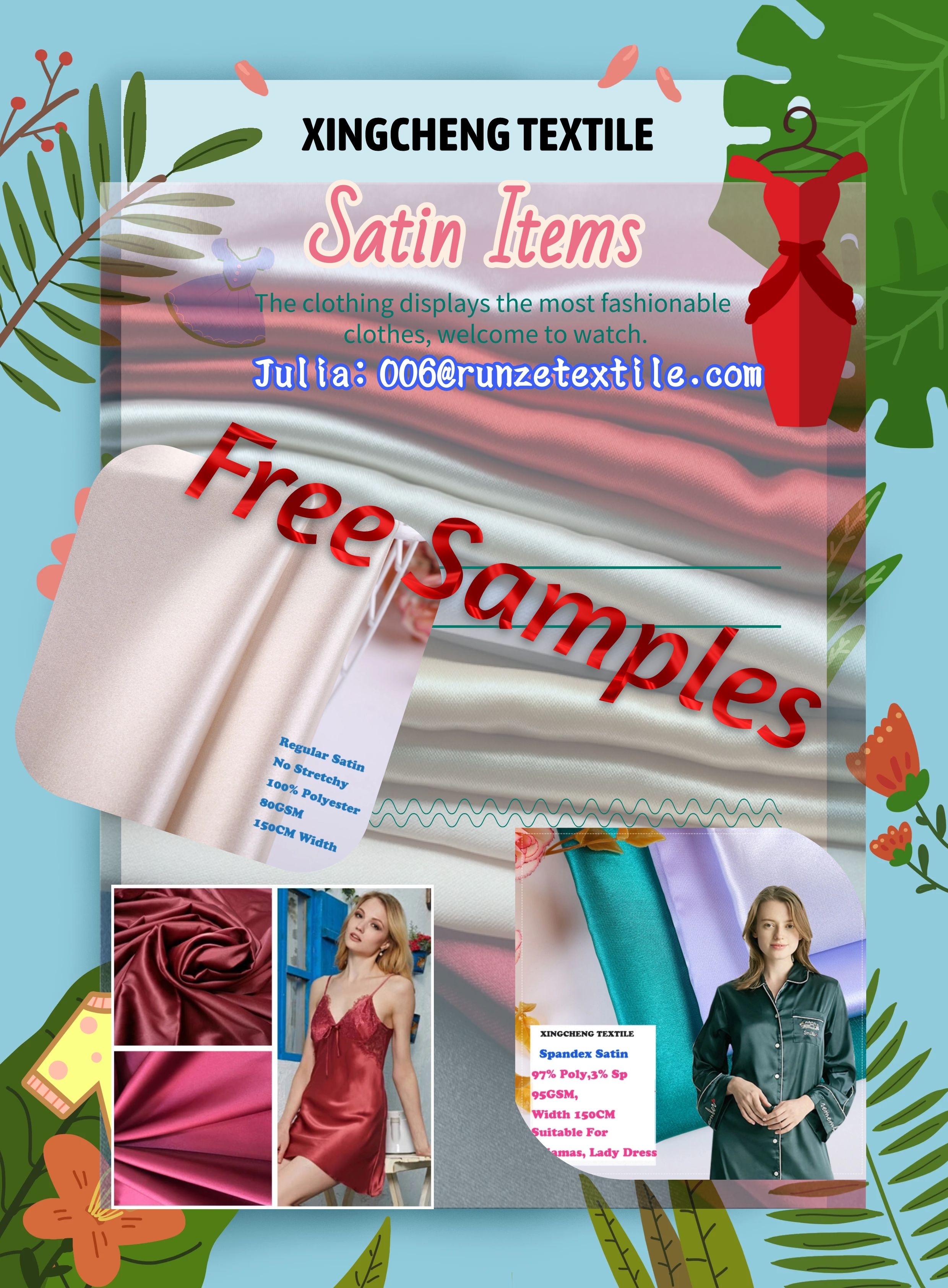 High- Shiny Polyester Spandex Fabric for Lady Clothing Stain Resistant 50D*75D Yarn Count