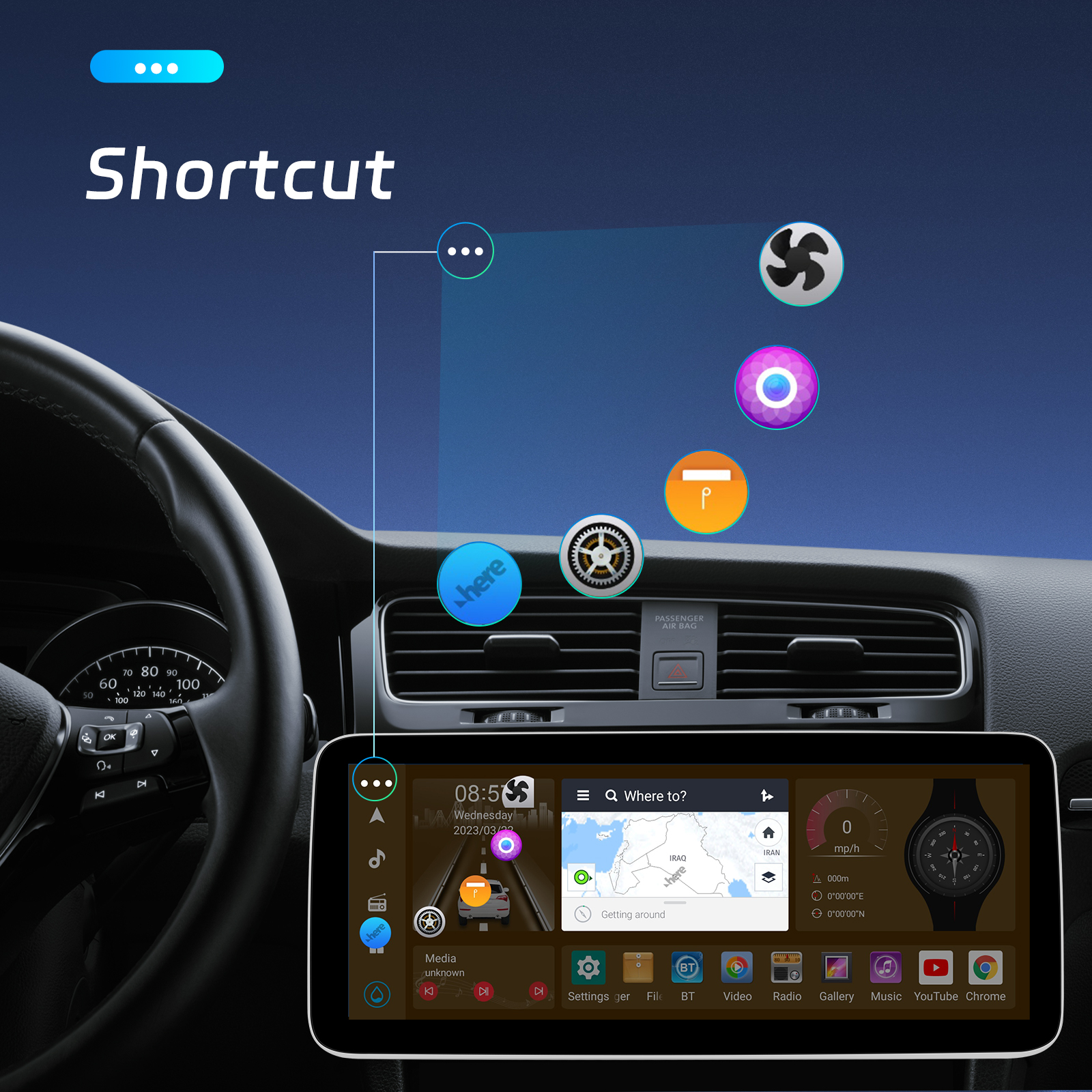 12.3 inch Android 11 4 64GB 4g Car Stereo Navigation GPS Car DVD Radio for Dashboard
