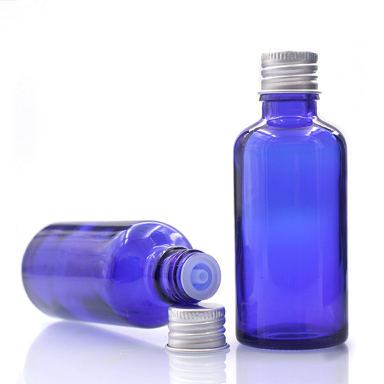 Cosmetic Packaging Blue Essential Oil Bottles Glass Dropper Bottles 50ml