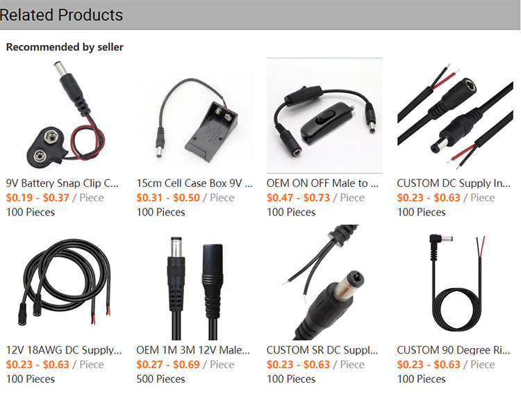 Customized DC Female Barrel Jack Plug 5.5x2.1mm Connector to Open Tinned Pigtail Wire Cable for Led Light