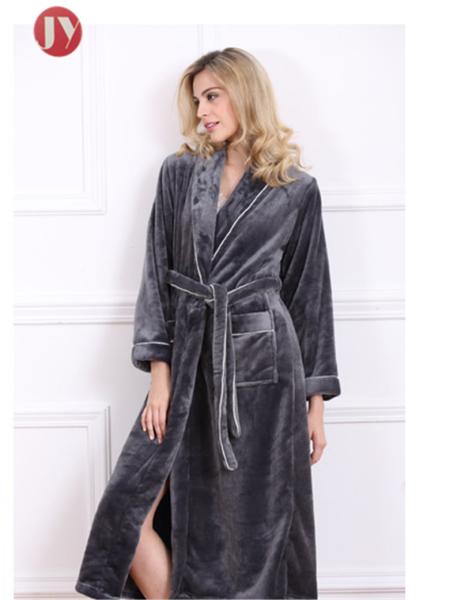 Soft Plush Long Fleece Bathrobe , Warm Thick Kimono Robes For Womens 330 Gsm