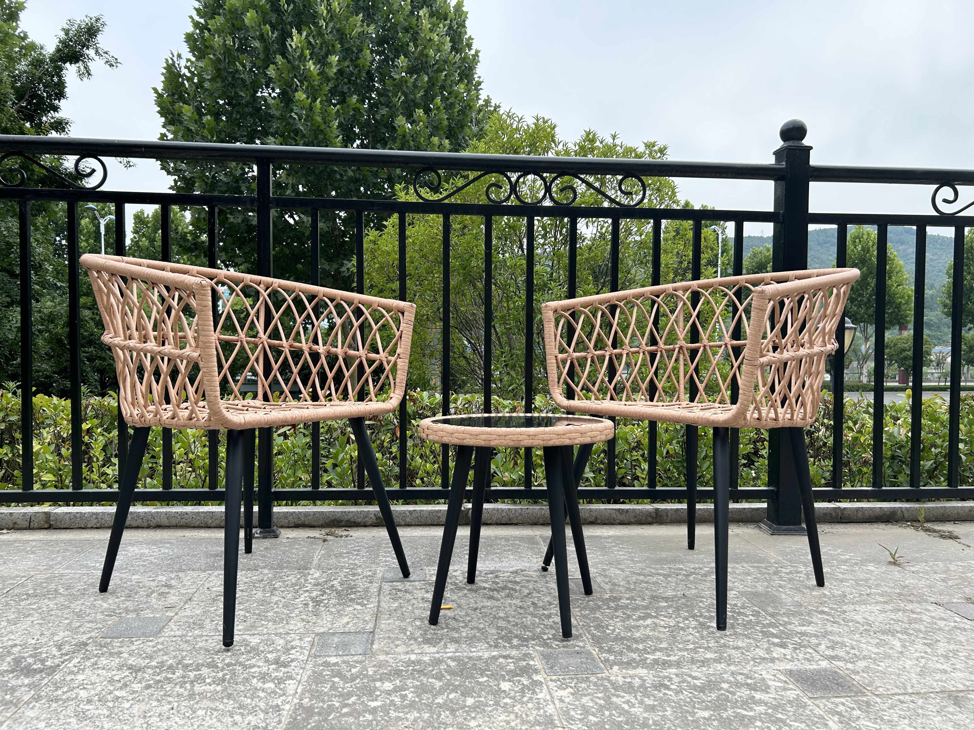 Waterproof Rattan Coffee Table Chair Sets For Garden And Patio Rattan Woven Wicker Outdoor Furniture Set