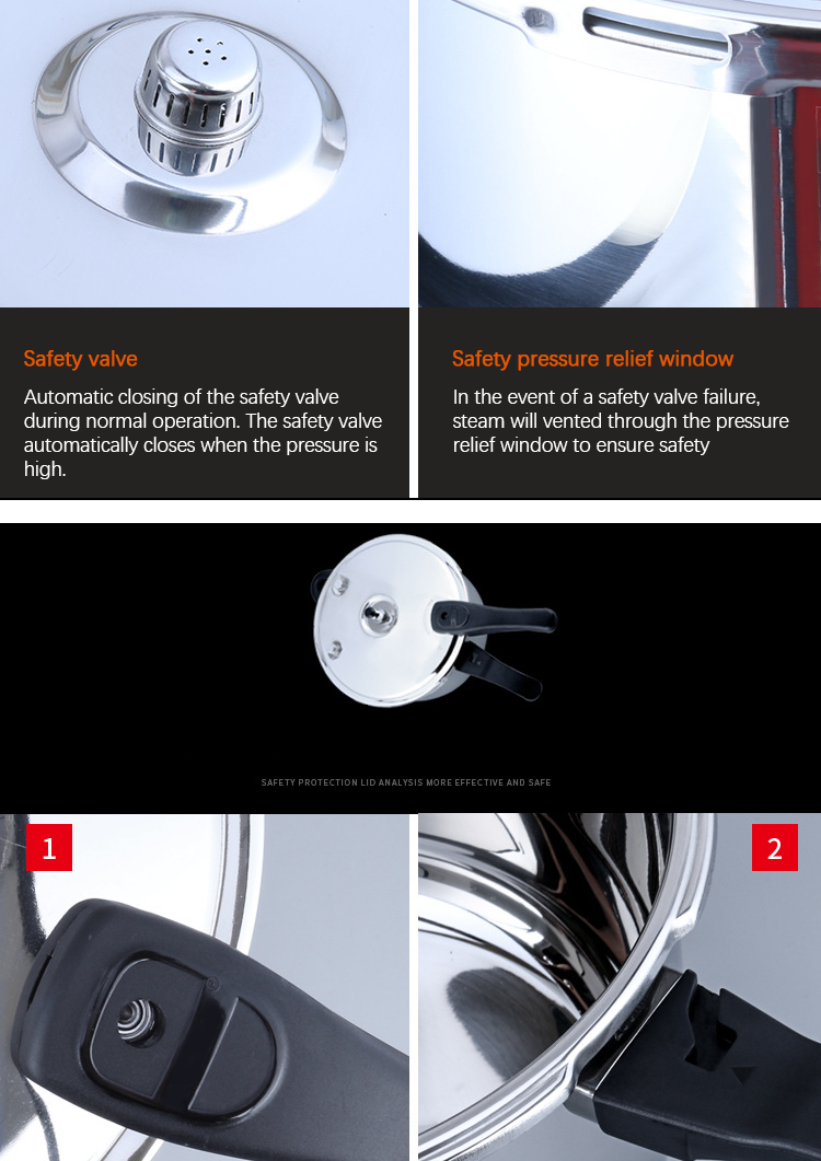 Multiple Sizes Kitchen Pressure Cooker Silver Soup Pot 18/8 Stainless Steel
