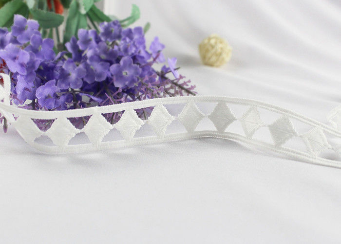 Chemical Polyester Lace Trim By The Yard With Hollow Out Geometric Rhombus Design