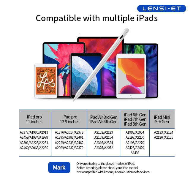 Palm Rejection Tablet Stylus Pencil
