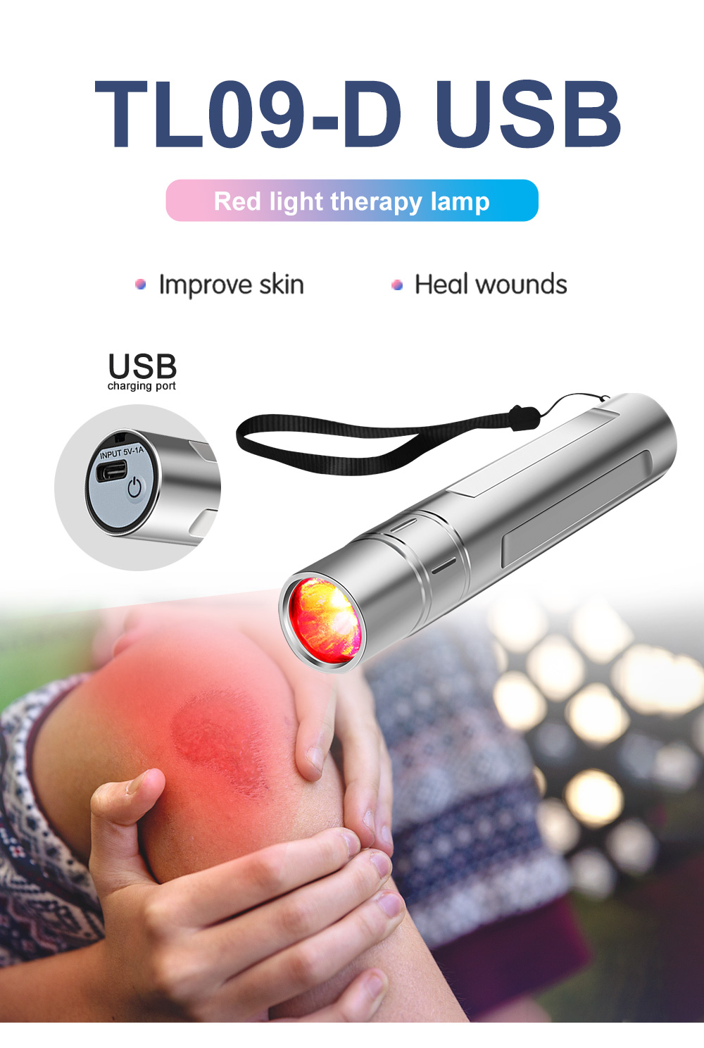 Portable 850nm Handheld Medical Lamp 630nm 660nm Red Light Therapy Torch