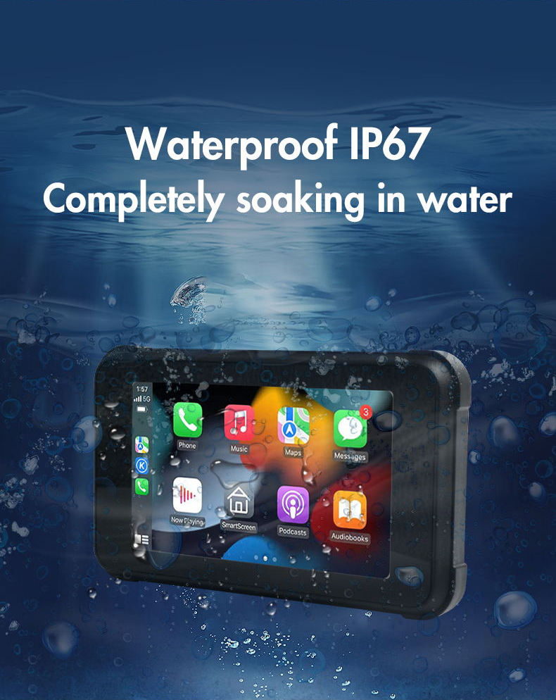 Universal Fitment Motorcycle GPS Navigation with Waterproof Screen and Carplay Display
