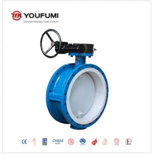  Flanged PTFE Lined Butterfly Valve DN500 PN16 Anticorrosion For Caustic Soda Manufactures