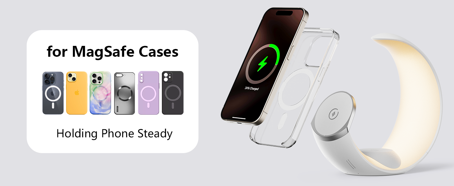 LED Lamp Wireless Charger with 4-in-1 Multifunction Stand Output Voltage and Current 9V-12V/1.5A Maximum Output Power 15W