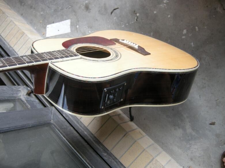 Custom MT Dreadnought D Body Sunburst Acoustic Guitar Wood Pickguard Martin D45 Guitar