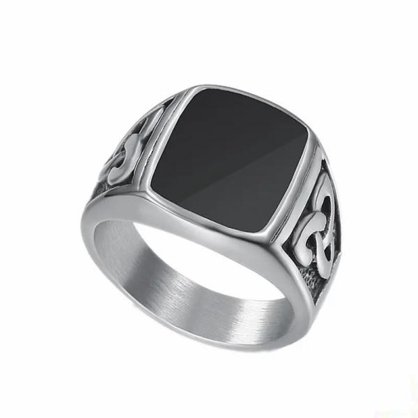 Black Enamel Mens Stainless Wedding Bands Size 5 - 10 Stainless Steel Wedding