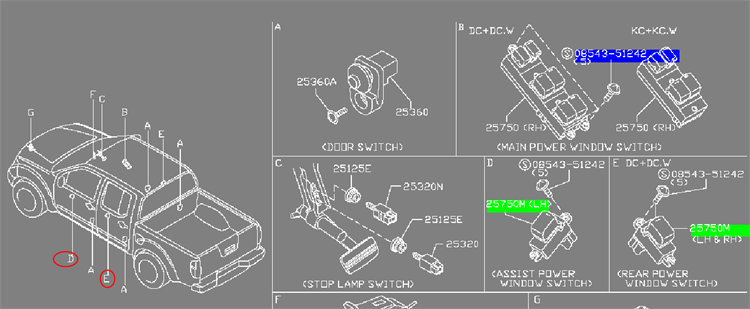 Window Master Switch 25411-5X01A for NAVARA D40T Car Make by Rexwell Auto Parts