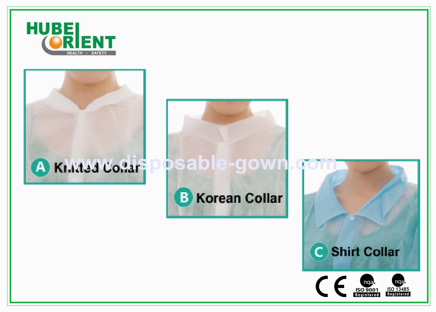 Dust-Proof Nonwoven PP Colored Disposable Visitor Coats With Snaps With Dofferent Style Collar