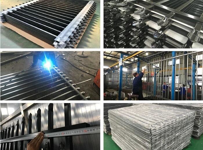 Blue Color Powder Coating Picket Top 1.2x1.8m Tubular Steel Fence