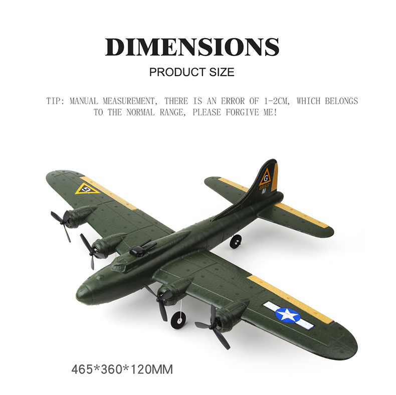 Outdoor Fx817 Rc Plane 2.4ghz 2ch Remote Control Glider Epp Aircraft Toy Electric Fixed Wing B17 Children's Model Christmas Gift
