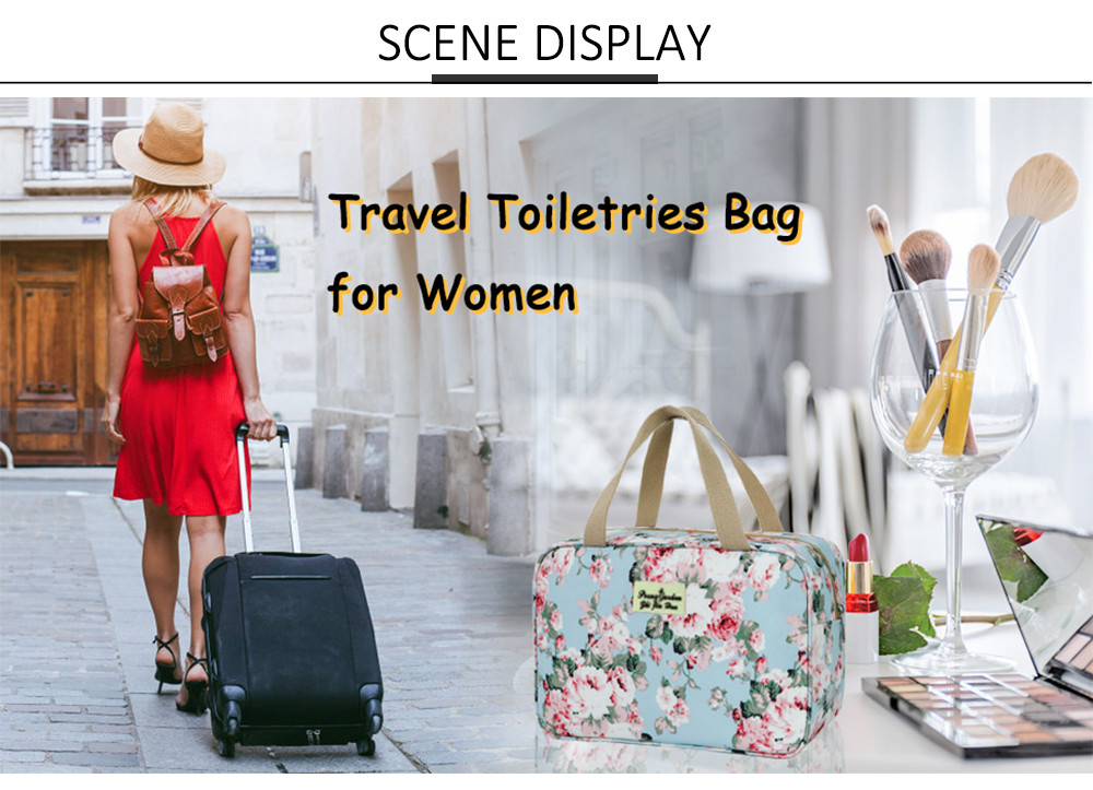 Waterproof Zippered Floral Travel Make Up Bag For Women