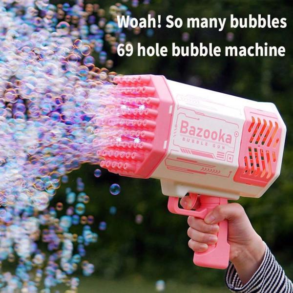 Automatic Rocket Bubble Guns Toys Free Battery Outdoor Glowing Bubble Kids Toys
