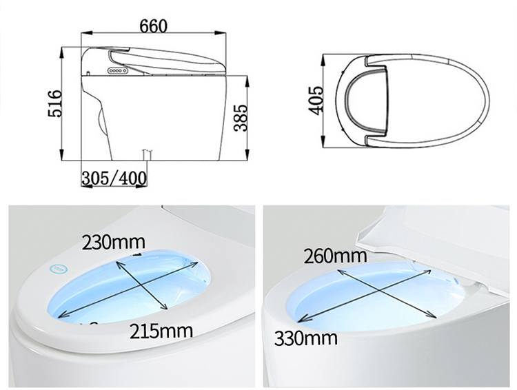 Anti Bacteria Seat Bathroom Smart Toilet Automatic Heating , Concealed Tank