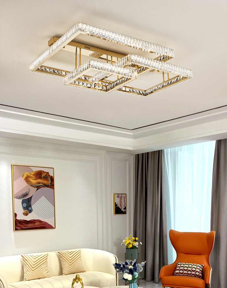 Luxury Living Room Smart Led Chandelier Modern Hall Glossy K9 Crystal Ceiling Chandelier(WH-CA-104)