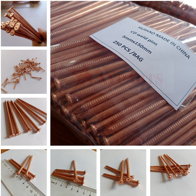 Copper Plated Mild Steel Cd Weld Pins 5mm X 150mm Used On Steel Ship Bulkhead