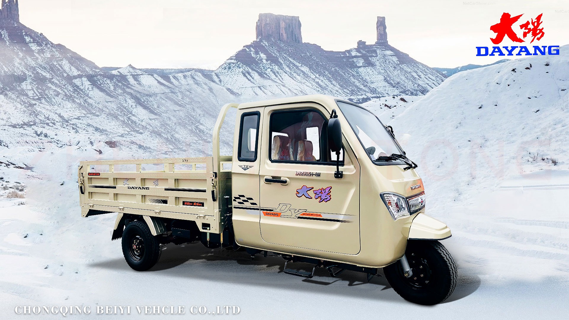 DAYANG Heavy Duty Three Wheel Cargo Tricycle with Drive Cabin and Large Displacement