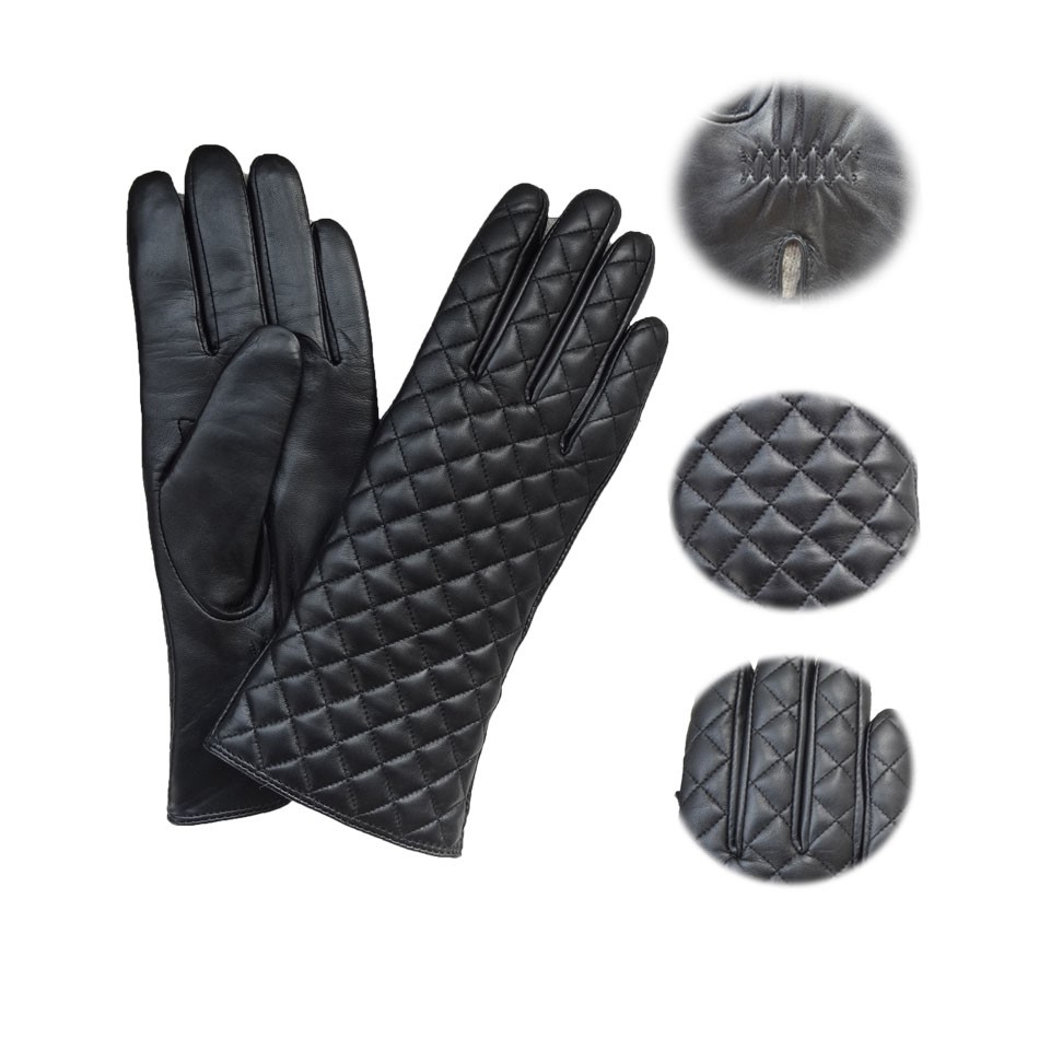 Fashion Ladies Genuine Shearling Gloves Women'S Wool Lined Leather Gloves