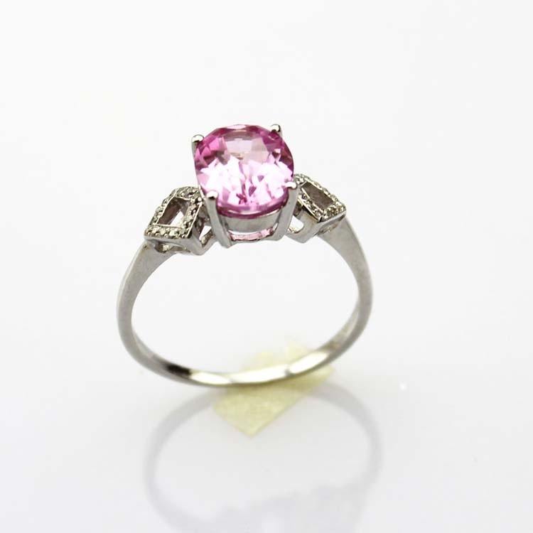 Fashion 925 Silver 7mmx9mm Oval Garnet Ring with Cubic Zirconia(R257)