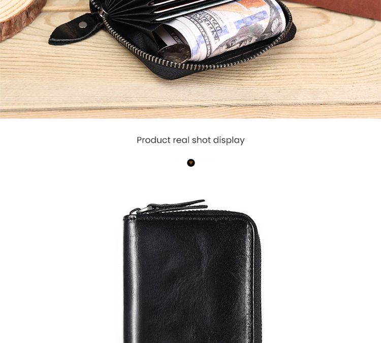 Unisex Coin Purse with Large Capacity and Rfid Blocking Zipper Closure in Leather