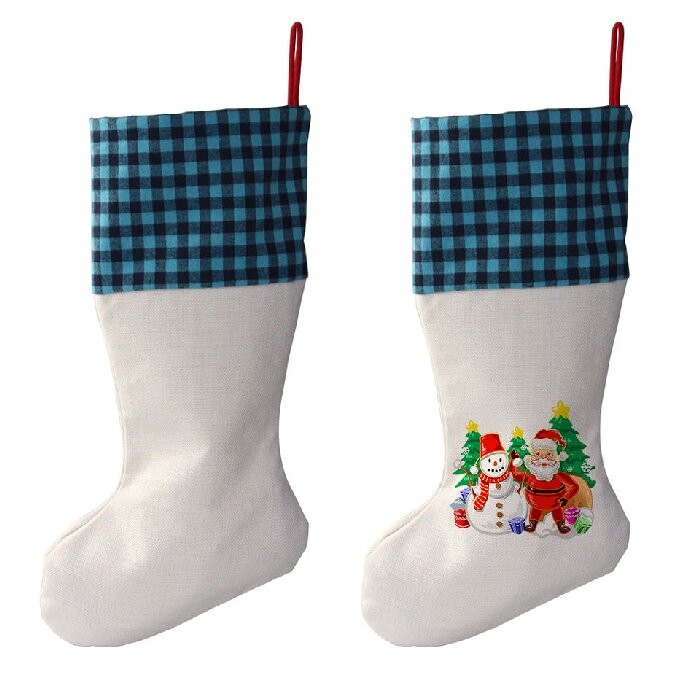 Personalised Sublimation Christmas Ornament Blanks Linen Christmas Stocking Elegant